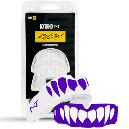2 Pack Nxtrnd Rush Dual Layer Mouthguard, Custom Fit Sports Mouthpiece for Football, Boxing, MMA, Basketball, Hockey, Lacrosse, Youth & Adult (Purple) - color: Purple