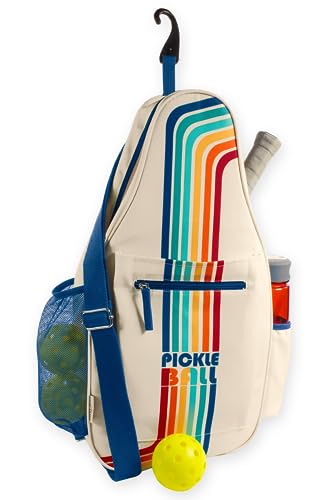 STEEL MILL AND CO. Pickleball Bags for Ladies and Men, Unisex Pickleball Bag Holds 4 Pickleball Paddles, Adjustable Sling Bag with Fence Hook and Water Bottle Holder