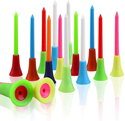 Crestgolf Rubber Cushion Top Plastic Golf Tees Mixed Colors Pack of 50pcs - size: 2-3/4"