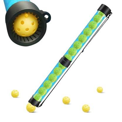Tennis Ball & Pickleball Picker Holds 14 Balls, Ball Pickup Tube with Shoulder Strap, Lightweight Easy Pickup Portable Ball Holder, Pickleball & Tennis Ball Hopper - color: Light Blue