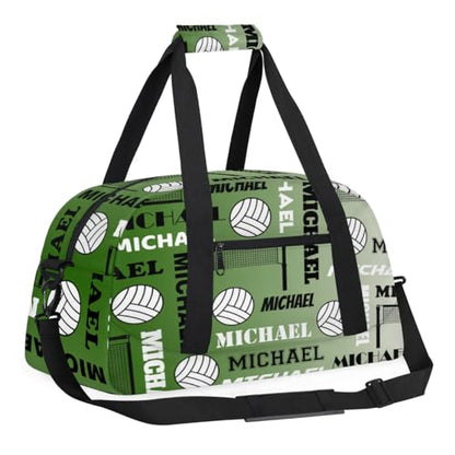 Custom Volleyball Gym Bag Duffel Bag for Women Men, Personalized Name Sport Bag Overnight Bags Customized Travel Weekender Bag, Misty Green - color: Misty Green