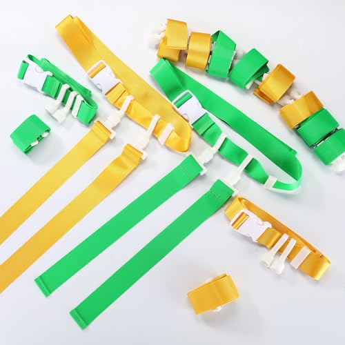 Peryiter 2/12/24/36 Player Flag Football Belt, Adjustable Football Belts and Flags for Kids Youth Adult Sport Team Training - color: Yellow, Green