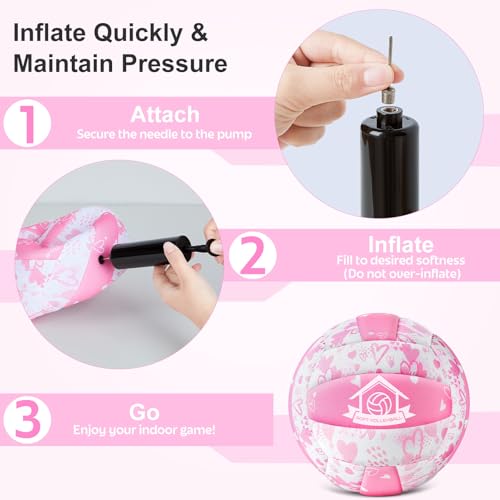 Soft Indoor Volleyball, Cushioned Cover Training Ball for Beginners, Silent Indoor Volleyball with Pump, Lightweight Official Size 5 Volleyballs for House Games & Practice