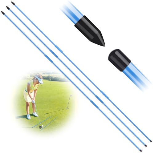 FINGER TEN Golf Alignment Sticks Rods Swing Trainer Tools 43 Inch 2 Or 3 Pack, Fits in Golf Bag Tour Stickers Practice Training Aid - color: 3 Pack Navy