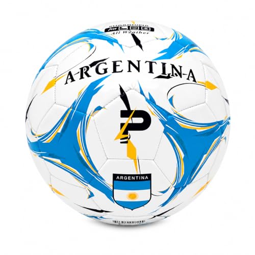 Elite Edition Soccer Ball - Training Soccer Ball – Durable TPU Outdoor Ball – Country Design (USA, Argentina, Brasil, Mexico, Portugal & More) - size: 5, style: ARGENTINA