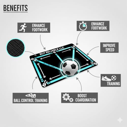 Football Footstep Training Mat – Soccer Agility Mat Non-Slip Silent Indoor & Outdoor Footwork Equipment for Speed Coordination & Ball Control