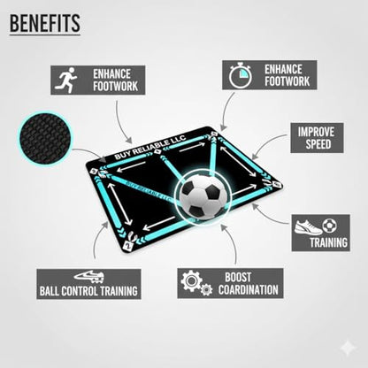Football Footstep Training Mat – Soccer Agility Mat Non-Slip Silent Indoor & Outdoor Footwork Equipment for Speed Coordination & Ball Control
