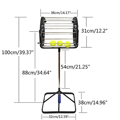 TFCFL Tennis Ball Picker 55 Balls Capacity,Tennis Ball Retriever Basket Roller Hopper, Automatic Rolling Ball Picker with Handle,Stainless Steel Tennis Ball Collector for Court Training Coaches Club