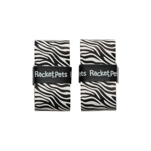 Racket Pets Kids Tennis Racket Overgrip, Animal Print Non-Slip Tennis Grip Tape for Junior Rackets, Fun Patterned Replacement Grip for Children’s Racquets, 2 Pack - color: Zebra