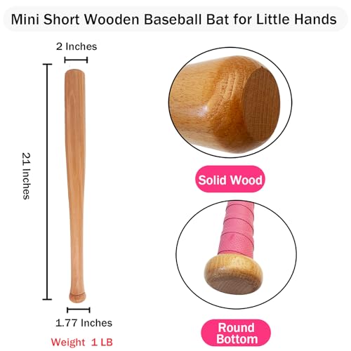 Wood Baseball Bat, Classic Hardwood Solid Training Baseball Bat for Practice (21")