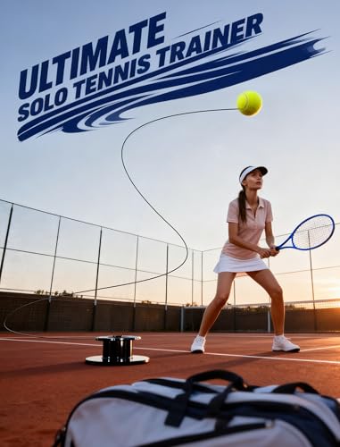 VAIIO Professional Tennis Trainer - Full Metal Portable Solo Rebounder with 3 High-Elastic String Balls, Ideal for Adults, Kids, Beginners & Advanced Players - color: Black