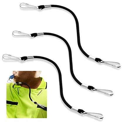 Riakrum 3 Pcs Whistle Lanyard Double Clip Lightweight and Sturdy Nylon Lanyard with Clip Metal for Coach Wrestling Referee School Football Basketball Team Class Competition Training, Black