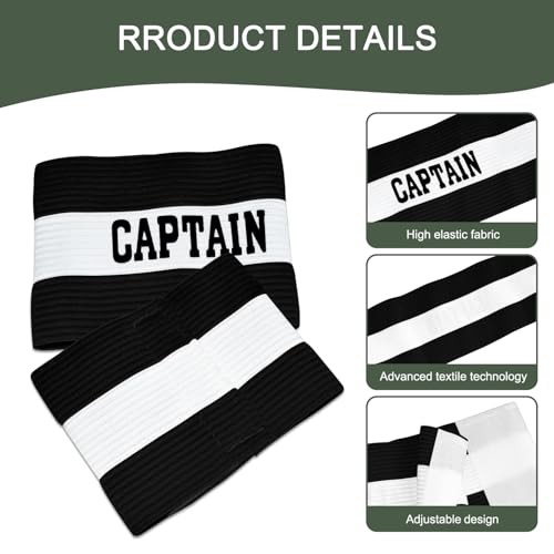 Captain Armbands for Soccer, Unisex Captain's Armband Adjustable Football Arm Bands Adults & Youths Elastic Captain Arm Band Team Sports Accessories - color: Black