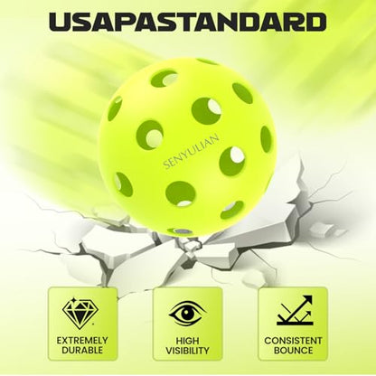 Pro-Grade 40-Hole Outdoor Pickleball Balls - Pro-Player Tested with Wind-Resistant Design, Built for Durability & Precision for Competitive Play