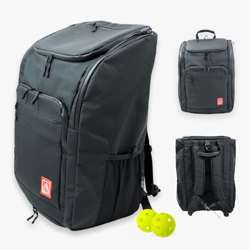 Pickleball Bag - Large Oversized Backpack Fits: 4+ Paddles, 2 Water Bottles, Laptop, Shoe Compartment, Fence Hook, Black