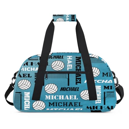 Custom Volleyball Gym Bag Duffel Bag for Women Men, Personalized Name Sport Bag Overnight Bags Customized Travel Weekender Bag, Dark Blue - color: Dark Blue