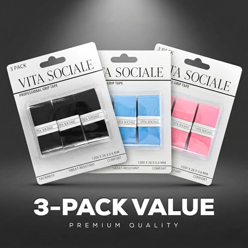 Pickleball Overgrip Tape (3 Pack) – Ultra-Soft Cushioned Grip, Sweat-Resistant, Non-Slip for Pickleball Paddles & Tennis Rackets - color: Sky Surge - Smooth