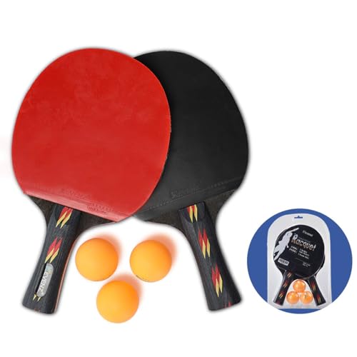 KEVENZ 2-Pack Patent Advanced Table Tennis Racket Come with Anti-Skid Handle, Wooden Blade Surrounded by Rubber