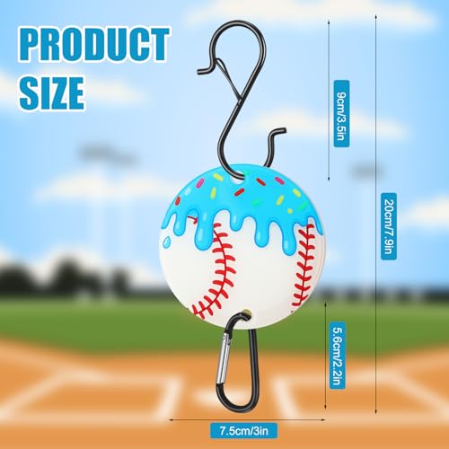 CroBlissful 6 Pcs Bag Hook for Fence Baseball Football Basketball Tennis Team Gifts Bag Clip Sports Backpack Buckle with Acrylic Board for Bat Water Bottle Player Lover Gifts - color: Ice Cream Baseball