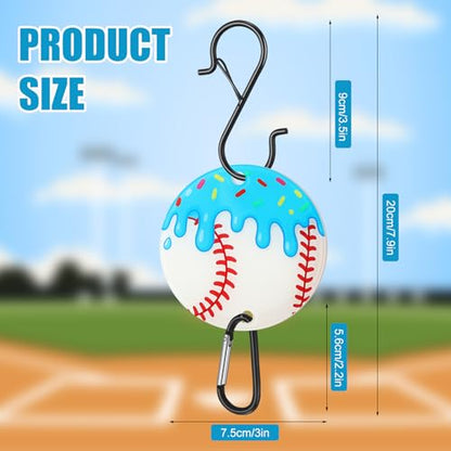 CroBlissful 6 Pcs Bag Hook for Fence Baseball Football Basketball Tennis Team Gifts Bag Clip Sports Backpack Buckle with Acrylic Board for Bat Water Bottle Player Lover Gifts - color: Ice Cream Baseball