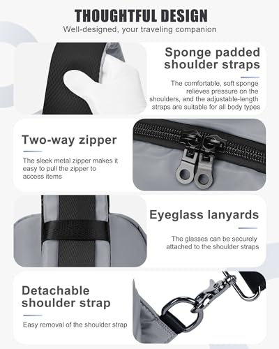 SEAFEW Small Sling Crossbody Backpack for Men Women, Lightweight Shoulder Chest Bag One Strap Back Pack for Hiking Walking Biking Travel Cycling USB Charger Port-Nylon, Grey - color: Grey