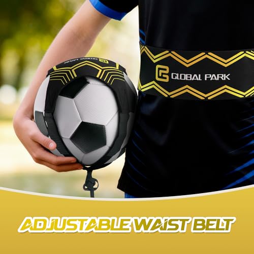 Global Park Soccer Trainer Adjustable Waist Belt - Football Training Equipment Aid for Ball Control, Passing & Shooting, Kick Throw Trainer Solo Practice Volleyball, Rugby for Kids Adults at Home - color: Black