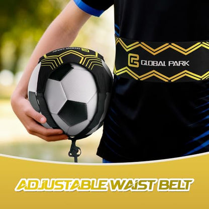 Global Park Soccer Trainer Adjustable Waist Belt - Football Training Equipment Aid for Ball Control, Passing & Shooting, Kick Throw Trainer Solo Practice Volleyball, Rugby for Kids Adults at Home - color: Black
