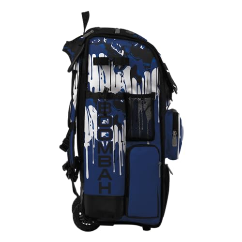 Boombah Superpack Hybrid Rolling Bat Bag - Wheeled & Backpack Version - Graffiti Drip - Multiple Color Options - color: Black/Royal Blue/White