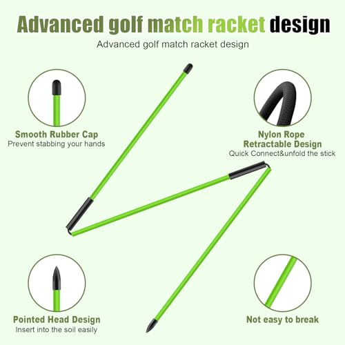Golf Alignment Sticks 2 Pack, 48″Collapsible Practice Rods for Aiming/Putting, Golf Training Aid for Swing Trainer with Clear Tube Case, Foldable Training Rods with 10 Golf Tees - color: Green