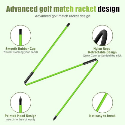 Golf Alignment Sticks 2 Pack, 48″Collapsible Practice Rods for Aiming/Putting, Golf Training Aid for Swing Trainer with Clear Tube Case, Foldable Training Rods with 10 Golf Tees - color: Green