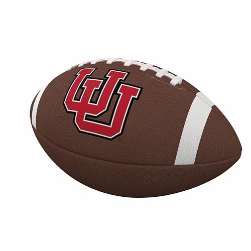 Logo Brands NCAA Utah Utes Full-Size Compsite Football – Team Color Stripe Design | Durable Composite Leather with Grip Laces | Great for Tailgates