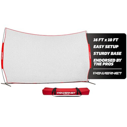 PowerNet Portable Sports Rebounder -Basketball, Volleyball, Soccer, Baseball, Softball and Lacrosse, Backyard & Garage Backstop, Indoor Outdoor Safety Net for Protection - style: 16x10 RED Net
