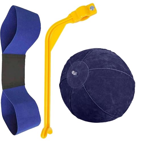 Amy Sport Golf Swing Training Aid Wrist Hinge Adjustable Arm Band with Hanger Ball Connection Band for Correction, Men Women Ball Between Arms Practice Tool - color: Blue Set-4 Pack