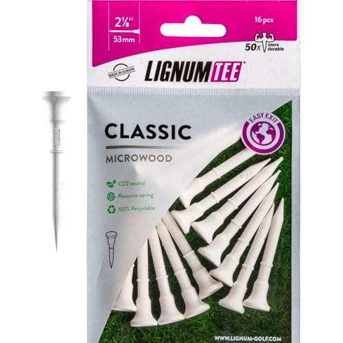 LIGNUM Unbreakable Microwood Golf Tees 50x More Durable/Adjustable Golf Tee/Innovative Wood Fiber and Natural Adhesives/Golf Tee, Golf Tees, Tees Golf, Golf Ball Tees - color: White, size: 2 1/8" (53mm)