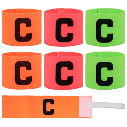 6PCS Nylon Elastic Captain Arm Bands, Adjustable Leader Armbands for Soccer Basketball Football Volleyball Team Players (Green, Orange, Pink)