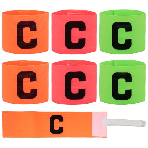 6PCS Nylon Elastic Captain Arm Bands, Adjustable Leader Armbands for Soccer Basketball Football Volleyball Team Players (Green, Orange, Pink)