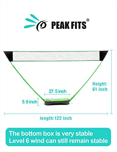 Portable Badminton Net Set,Folding Volleyball Badminton Net,4 Professional Graphite Badminton Racket,8 Racket Grip Tape,4 Shuttlecocks,Family Game,Backyard Sports