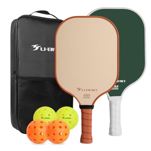 Pickleball Paddles Set of 2 Paddles 4 Balls and 1 Bag Pickleball Set 16MM Fiberglass Pickleball Paddle for Men Women, Pickleball Gifts for Women/Men Friends Family Lovers