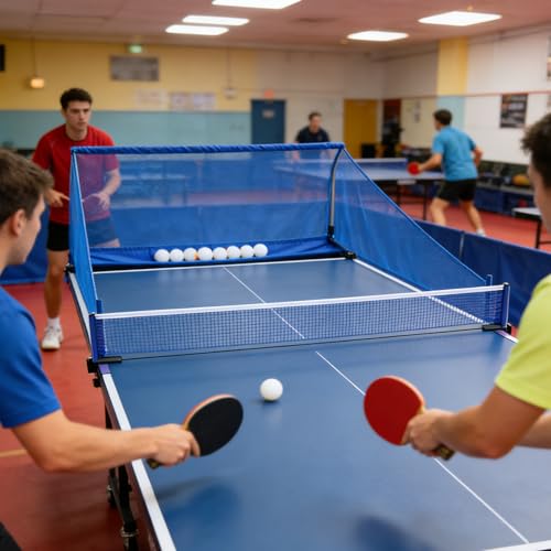 TNZMART Portable Ping Pong Net with Ball Picker Upper for Any Table Tennis Table Self Collection Clamps Easy Setup Set for Adults Beginners Home Indoor Outdoor Training