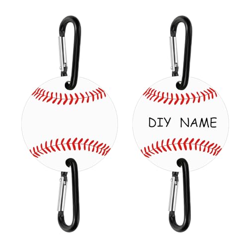 Baseball Bag Fence Hooks – Thick Fence Clips with Writable Acrylic Plates – Dugout Organizer for Baseball Gear, Backpacks, Helmets, Bottles, Team Gifts - style: 2 packs