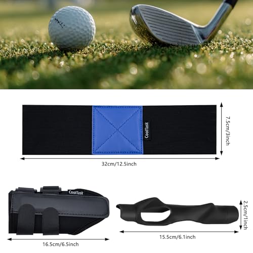3 Piece Golf Grip Trainer Set, Golf Training Aid with Swing Correction Arm Strap & Wristband, Grip Training Rods to Perfect Hand Position for Consistent Swings - size: 3 Packs Trainer Kit