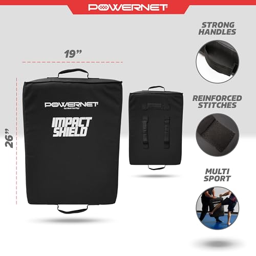 PowerNet Impact Shield, Heavy Duty Impact Pad for Contact Sports - Football, Basketball, Soccer, Rugby & Martial Arts Training Equipment, Durable Sports Pad with Multi-Handle Grips