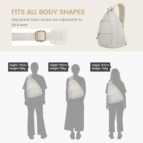 Women's Pickleball Backpack - Quilted Crossbody Sling Bag for Tennis & Pickleball Paddle - color: Beige Green, size: Medium