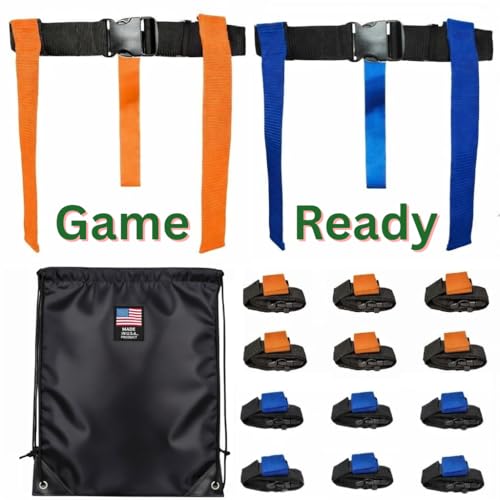 HE Adult Flag Football Belts 40″ Adjustable, Extra-Wide 2″ Heavy-Duty Polypro – American Made Lifetime Waranty Several Colors - color: Blue/Orange