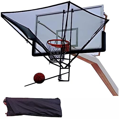 Basketball Return Shooting Practice Attachment Rebounder Net Training Equipment 180° Rotating for Hoop with Bag for Storage, Basketball Rebounder Attachment for Ball Shot Trainer