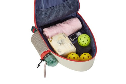 White PU One Shoulder Crossbody Tennis Backpack Girls Tennis Bag Tennis Racket Sling Bag for Women, with Water Bottle Holder - color: Khaki