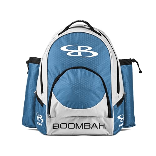 Boombah Tyro Baseball/Softball Bat Backpack - 20" x 15" x 10" - Holds 2 Bats up to Barrel Size of 2-5/8" - color: White/Columbia Blue