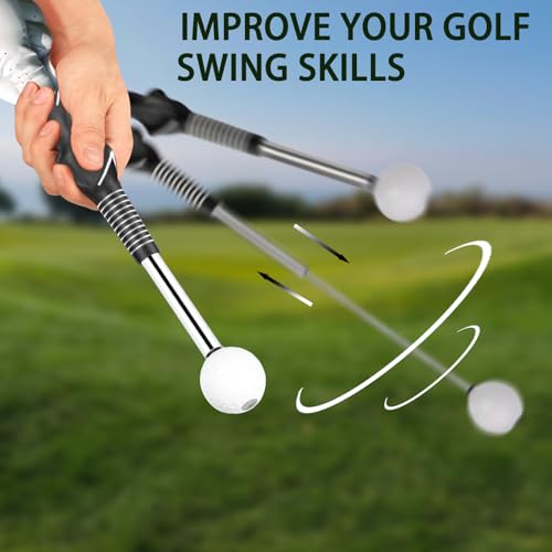 Retractable Golf Swing Trainer, Golf Training Aid and Grip Trainer with Click Feedback for Right-Handed - Ideal Golf Swing Training Aid for Indoor & Outdoor Practice Use1