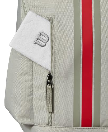 WILSON 2025 Team Tennis Racket Bags - color: Oats/Red, size: Holds up to 2 Rackets
