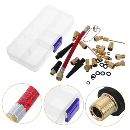STOBAZA Bike Valve Adapter Replacement Kit Pump Needles Inflation Gauge for Sports Balls